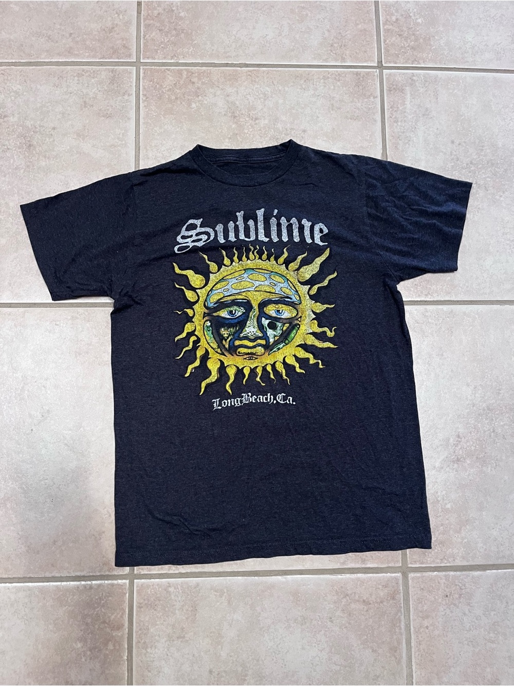 Sublime Black Short Sleeve Graphic Tee - Yellow Sun Design